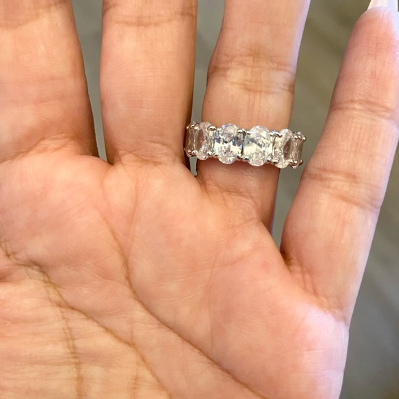 Oval Cubic Zirconia Eternity Ring - Picture 7 of 15